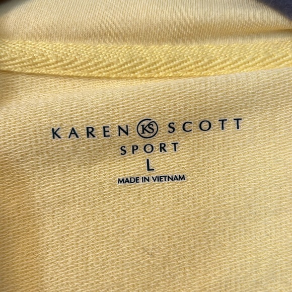 Karen Scott Cotton D-Ring Zipper Jacket Womens Yellow outerwear size large - Picture 3 of 7